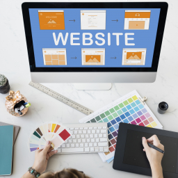 dekstop dengan tulisan website