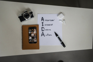 kertas dengan tulisan AIDA